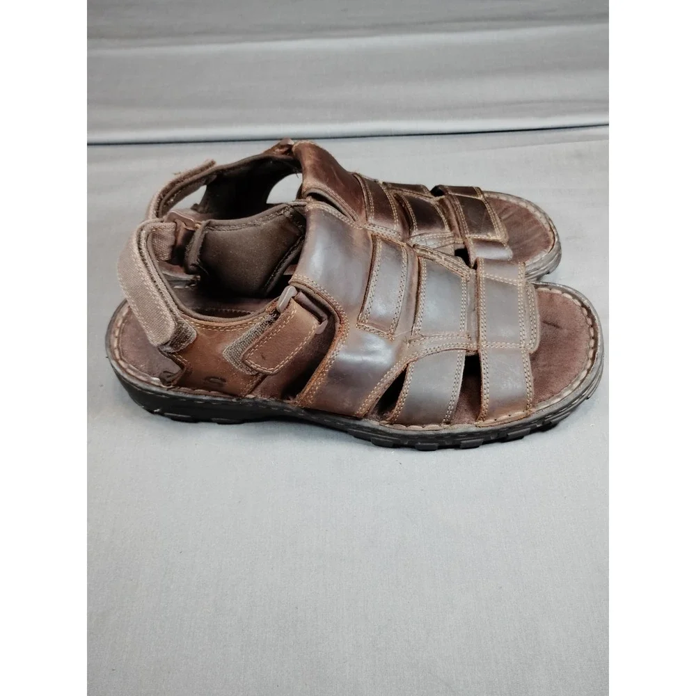 Skechers Men 12 Fisherman Sandals Brown Leather Old Money Open Toe #60847 2010